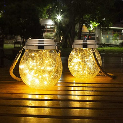 Zonne-energie Glazen Bol Lantaarn met Kraakglas Effect voor Tuin en Terras