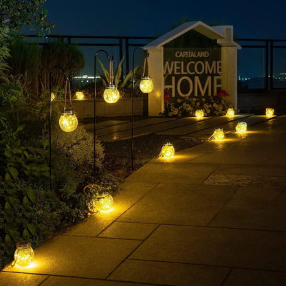Zonne-energie Glazen Bol Lantaarn met Kraakglas Effect voor Tuin en Terras
