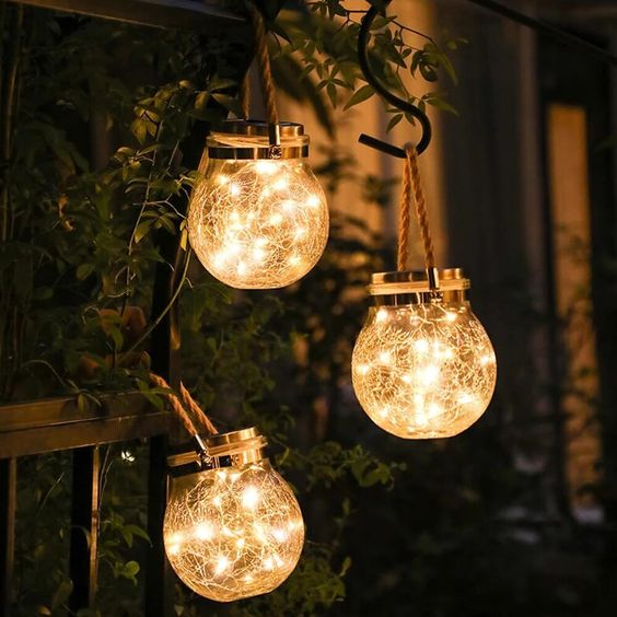 Zonne-energie Glazen Bol Lantaarn met Kraakglas Effect voor Tuin en Terras