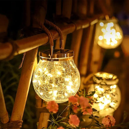 Zonne-energie Glazen Bol Lantaarn met Kraakglas Effect voor Tuin en Terras