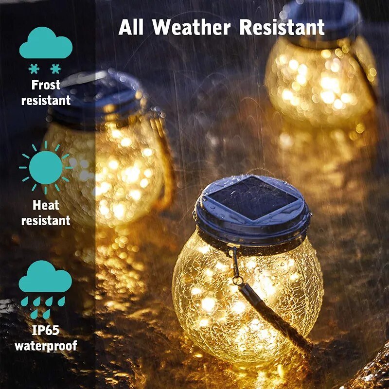 Zonne-energie Glazen Bol Lantaarn met Kraakglas Effect voor Tuin en Terras