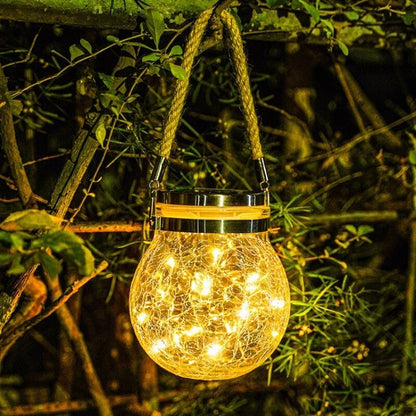 Zonne-energie Glazen Bol Lantaarn met Kraakglas Effect voor Tuin en Terras