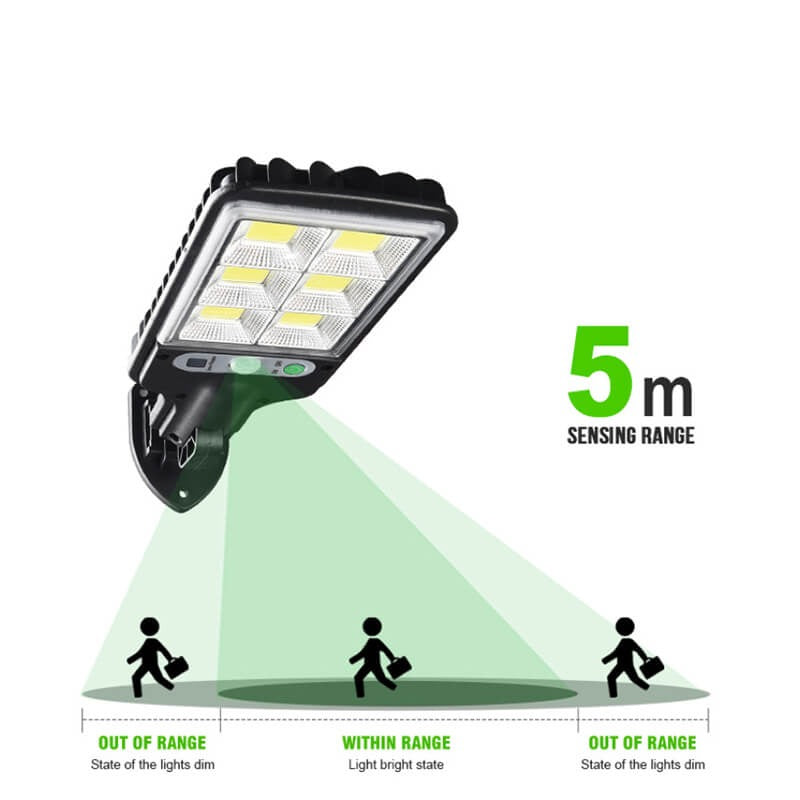 Waterdichte Solar Buitenlamp met Bewegingssensor 100W – IP67 LED-Schijnwerper voor Erf, Oprit en Tuin met Afstandsbediening
