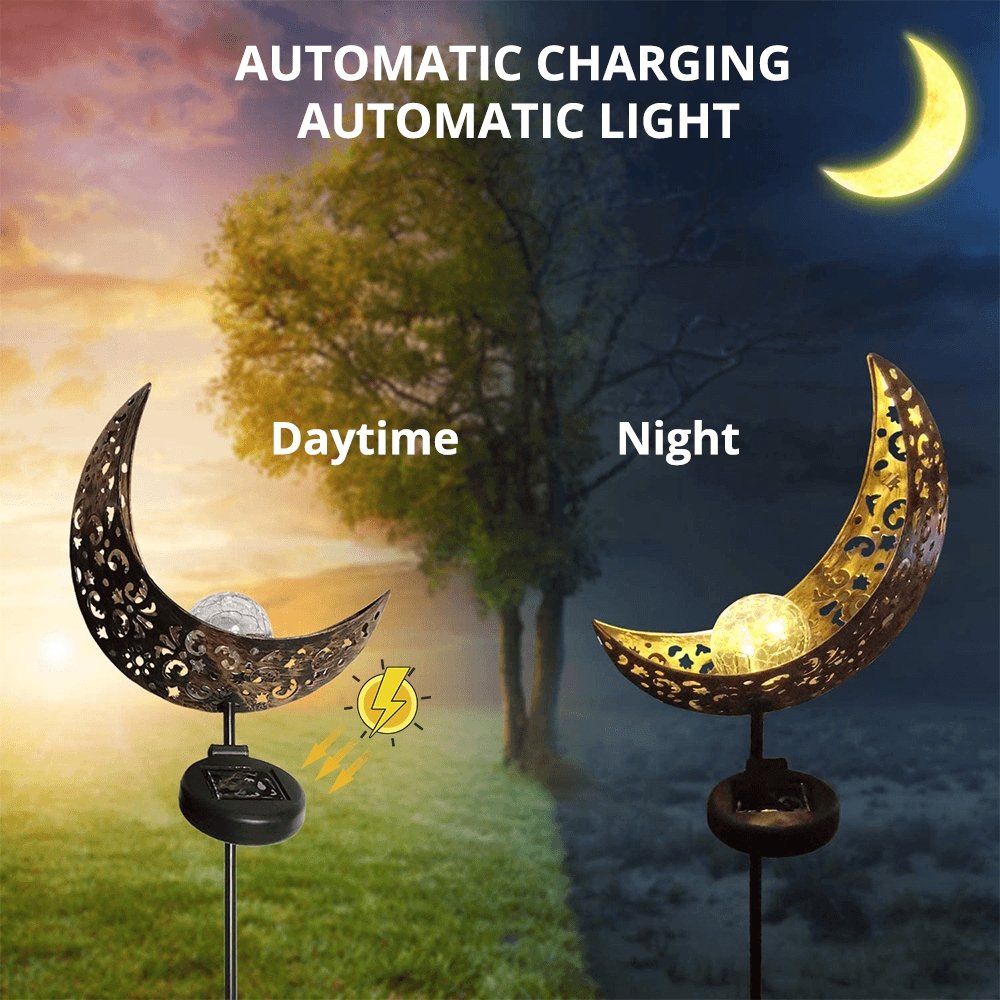 Solarlamp voor Tuin Halvemaan Design 76cm IJzer Glas LED Verlichting IP55 Waterbestendig Tuinverlichting Pathpad Decoratie