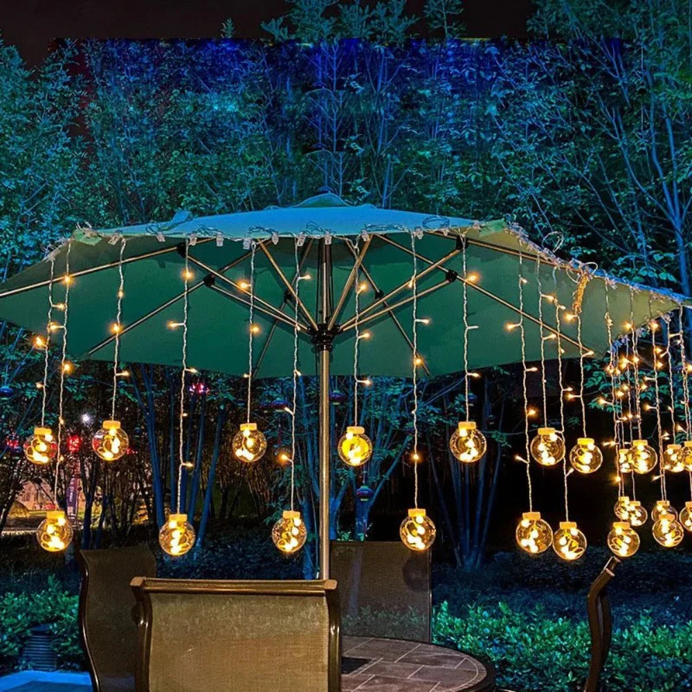 Zonneverlichte Slinger met Hangende Lampen voor Tuin en Terras – 3 Meter Warm Sfeerverlichting