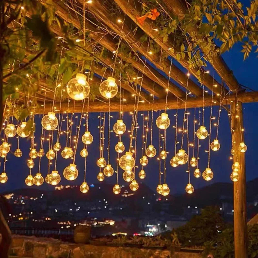 Zonneverlichte Slinger met Hangende Lampen voor Tuin en Terras – 3 Meter Warm Sfeerverlichting