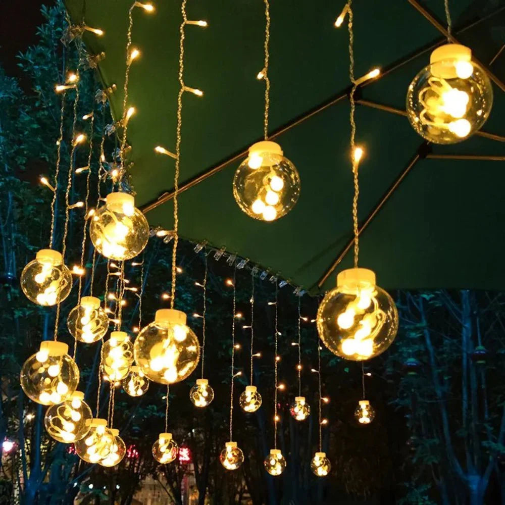 Zonneverlichte Slinger met Hangende Lampen voor Tuin en Terras – 3 Meter Warm Sfeerverlichting