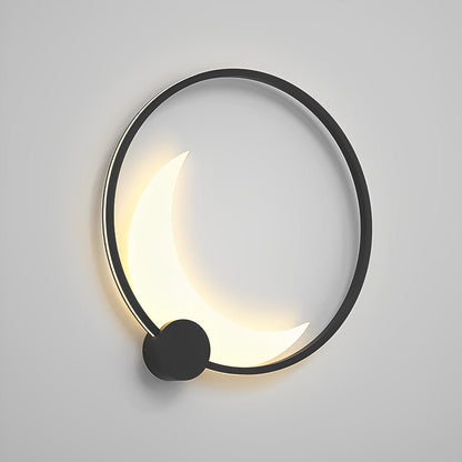 Wandlamp Maanvorm LED Buiten Zwart RVS IP65 Tuin Veranda Maanlamp Sfeerverlichting Crescent Moon Solar Buitenwandlamp Rond Decoratief