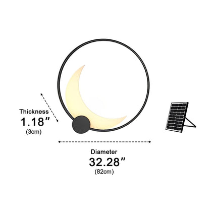 Wandlamp Maanvorm LED Buiten Zwart RVS IP65 Tuin Veranda Maanlamp Sfeerverlichting Crescent Moon Solar Buitenwandlamp Rond Decoratief