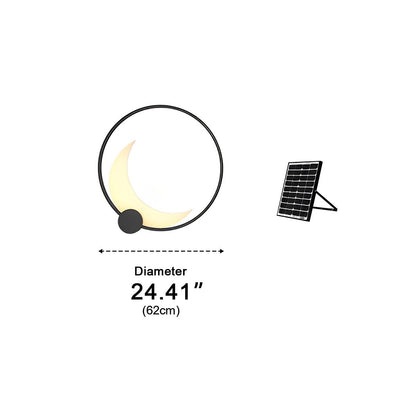 Wandlamp Maanvorm LED Buiten Zwart RVS IP65 Tuin Veranda Maanlamp Sfeerverlichting Crescent Moon Solar Buitenwandlamp Rond Decoratief