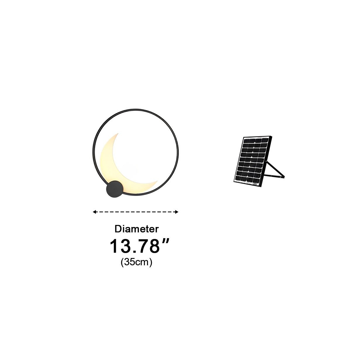 Wandlamp Maanvorm LED Buiten Zwart RVS IP65 Tuin Veranda Maanlamp Sfeerverlichting Crescent Moon Solar Buitenwandlamp Rond Decoratief