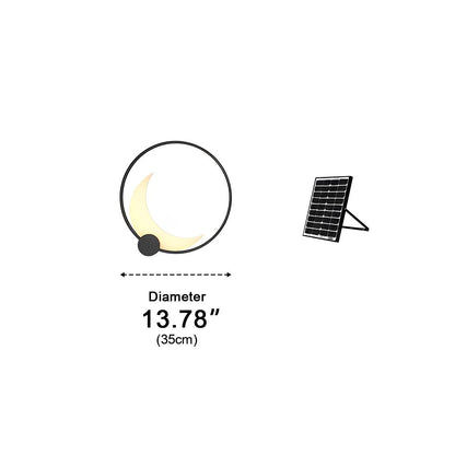 Wandlamp Maanvorm LED Buiten Zwart RVS IP65 Tuin Veranda Maanlamp Sfeerverlichting Crescent Moon Solar Buitenwandlamp Rond Decoratief