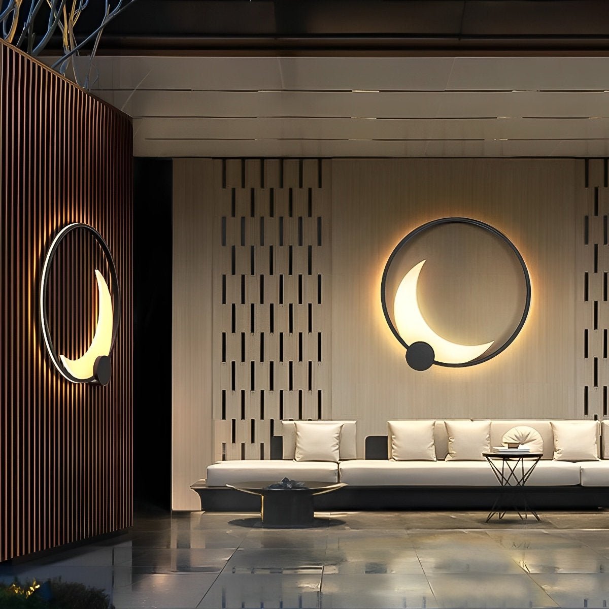 Wandlamp Maanvorm LED Buiten Zwart RVS IP65 Tuin Veranda Maanlamp Sfeerverlichting Crescent Moon Solar Buitenwandlamp Rond Decoratief
