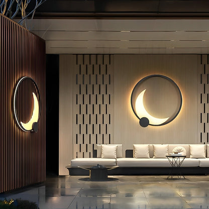 Wandlamp Maanvorm LED Buiten Zwart RVS IP65 Tuin Veranda Maanlamp Sfeerverlichting Crescent Moon Solar Buitenwandlamp Rond Decoratief