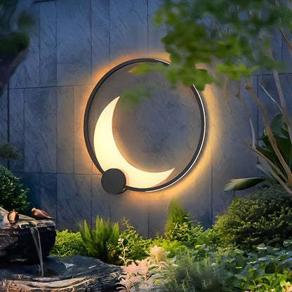 Wandlamp Maanvorm LED Buiten Zwart RVS IP65 Tuin Veranda Maanlamp Sfeerverlichting Crescent Moon Solar Buitenwandlamp Rond Decoratief