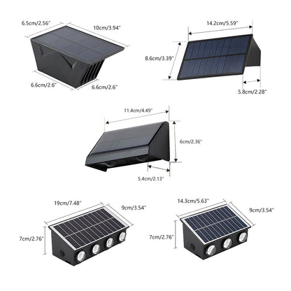 Buitenwandlamp Solar LED 6W Zwart IP65 Gevel Voordeur Terras Oprit Warmwit 3000K Wandlamp Buiten Schemerlamp ABS Tuinverlichting