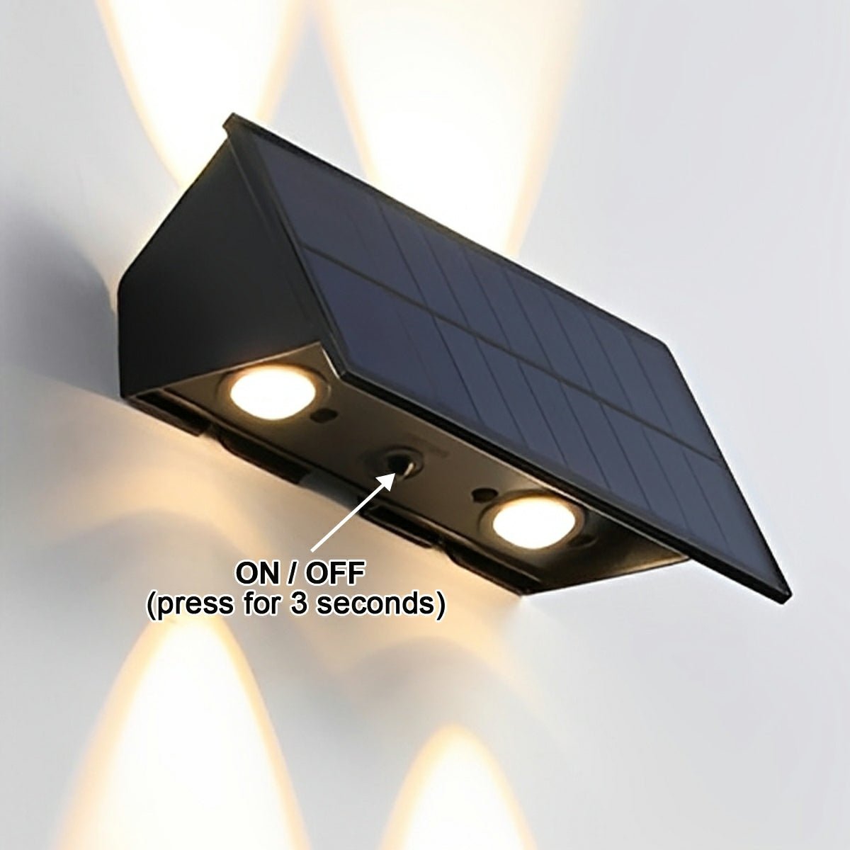 Buitenwandlamp Solar LED 6W Zwart IP65 Gevel Voordeur Terras Oprit Warmwit 3000K Wandlamp Buiten Schemerlamp ABS Tuinverlichting