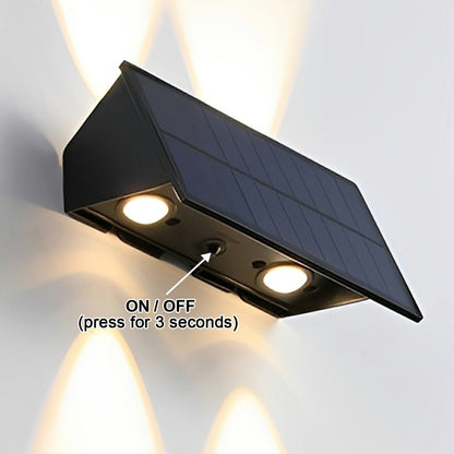 Buitenwandlamp Solar LED 6W Zwart IP65 Gevel Voordeur Terras Oprit Warmwit 3000K Wandlamp Buiten Schemerlamp ABS Tuinverlichting