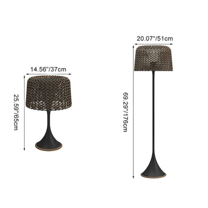 Staande Buitenlamp Vlechtwerk Aluminium Wit Zwart Zonne-energie IP65 Tuin Terras Vloerlamp Rotan Look Sfeerverlichting Buiten