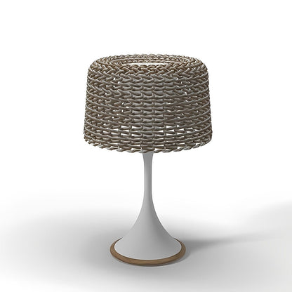 Staande Buitenlamp Vlechtwerk Aluminium Wit Zwart Zonne-energie IP65 Tuin Terras Vloerlamp Rotan Look Sfeerverlichting Buiten
