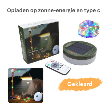 Draagbare Campinglamp met Zonne-energie en Powerbank – Waterdicht LED-Lampje met Lichtslinger voor Outdoor & Camping