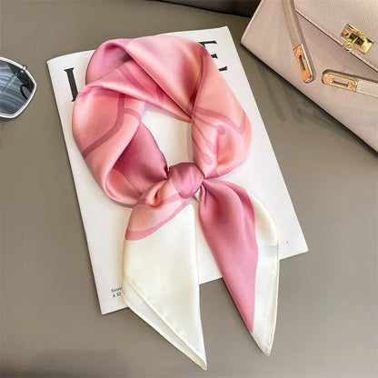 Zijden Sjaal met Ruitpatroon 70x70cm Haarband Nekdoek Voorjaar Zomer Accessoire Vierkante Sjaal Dames