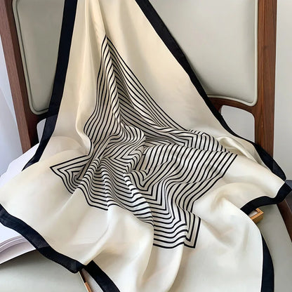 Zijden Sjaal met Ruitpatroon 70x70cm Haarband Nekdoek Voorjaar Zomer Accessoire Vierkante Sjaal Dames