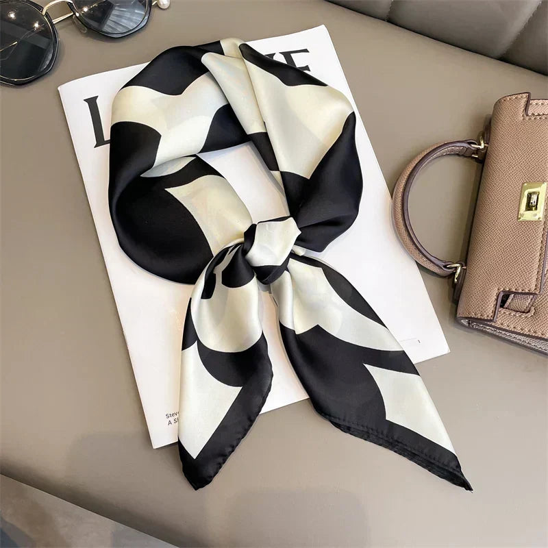 Zijden Sjaal met Ruitpatroon 70x70cm Haarband Nekdoek Voorjaar Zomer Accessoire Vierkante Sjaal Dames