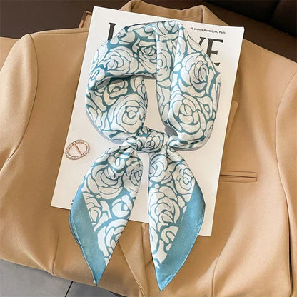 Zijden Sjaal met Ruitpatroon 70x70cm Haarband Nekdoek Voorjaar Zomer Accessoire Vierkante Sjaal Dames