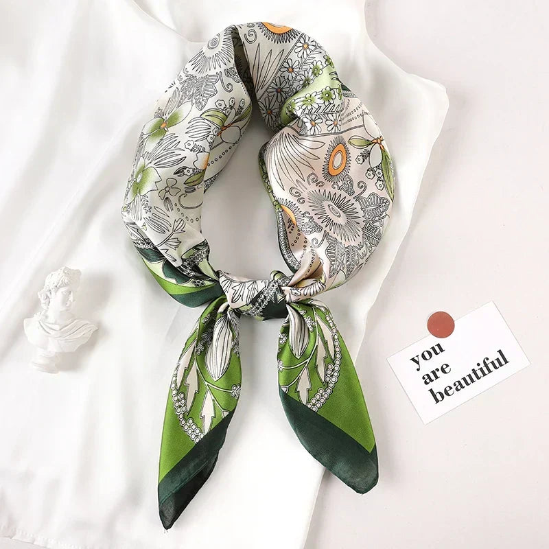 Zijden Sjaal met Ruitpatroon 70x70cm Haarband Nekdoek Voorjaar Zomer Accessoire Vierkante Sjaal Dames