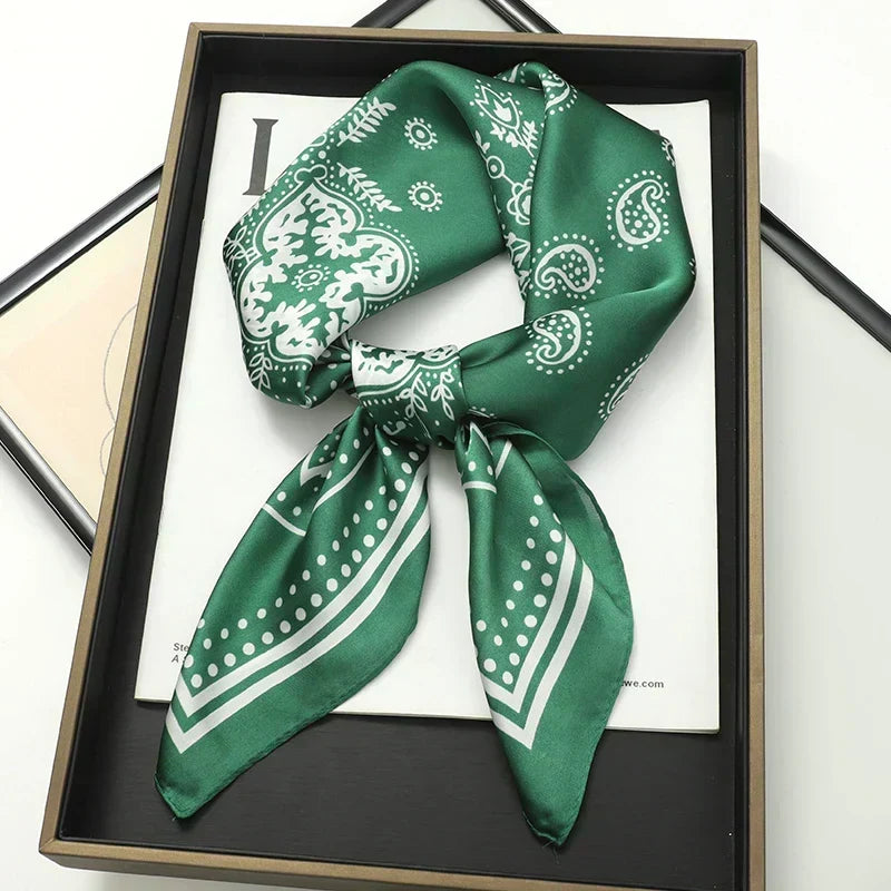 Zijden Sjaal met Ruitpatroon 70x70cm Haarband Nekdoek Voorjaar Zomer Accessoire Vierkante Sjaal Dames