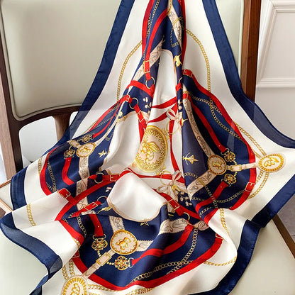 Zijden Sjaal met Ruitpatroon 70x70cm Haarband Nekdoek Voorjaar Zomer Accessoire Vierkante Sjaal Dames