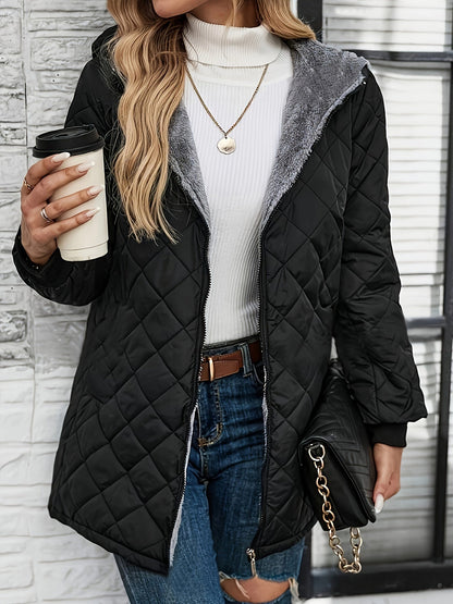 Dames Pufferjas Warm Licht Geometrisch Patroon - StudioMarella