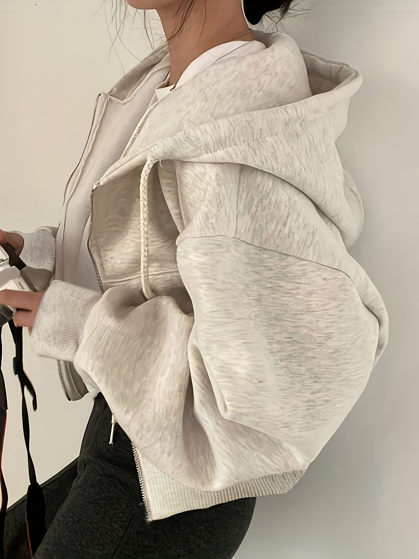 Grijze Hoodie met Rits en Trekkoord voor Mannen en Vrouwen - StudioMarella
