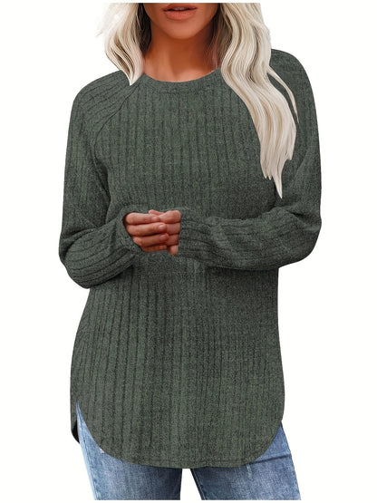 Lange Mouwen T-shirt Effen Kleur Geribbeld - StudioMarella