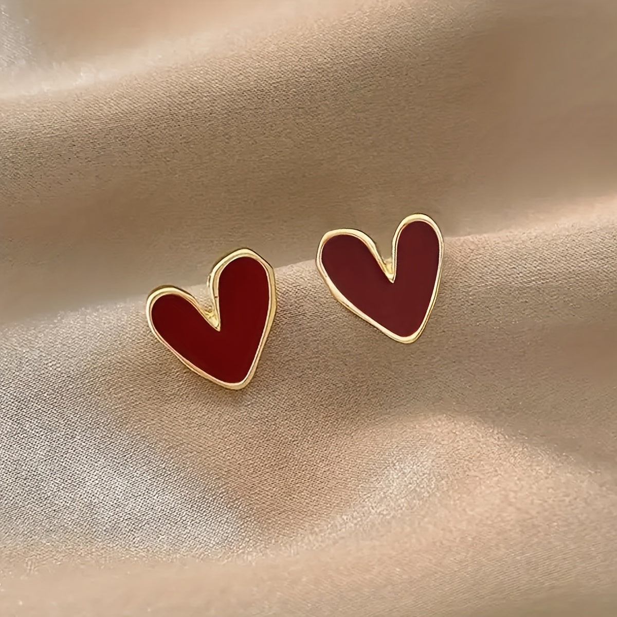Rode Oorbellen voor Vrouw Hartvormige Studs Elegante Accessoires - StudioMarella