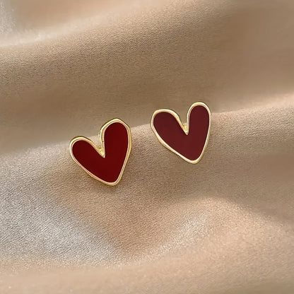 Rode Oorbellen voor Vrouw Hartvormige Studs Elegante Accessoires - StudioMarella