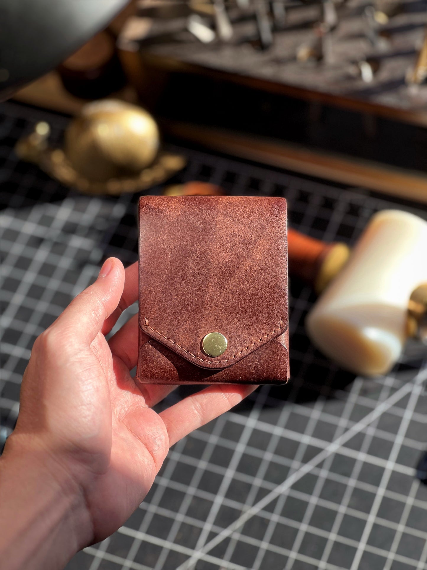 Handgemaakte Lederen Portemonnee met Penhouder – Volnerfleer – Compact Design