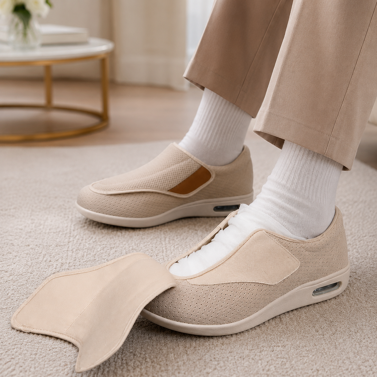 Brede Instapschoenen voor Gevoelige en Gezwollen Voeten – Memory Foam Inlegzool – Naadloos Interieur – Diabetische Comfortschoenen voor Dagelijks Gebruik