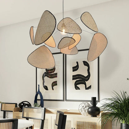 Hanglamp Rotan Handgeweven Zwart Naturel E27 Woonkamer Eetkamer Boho Scandinavisch