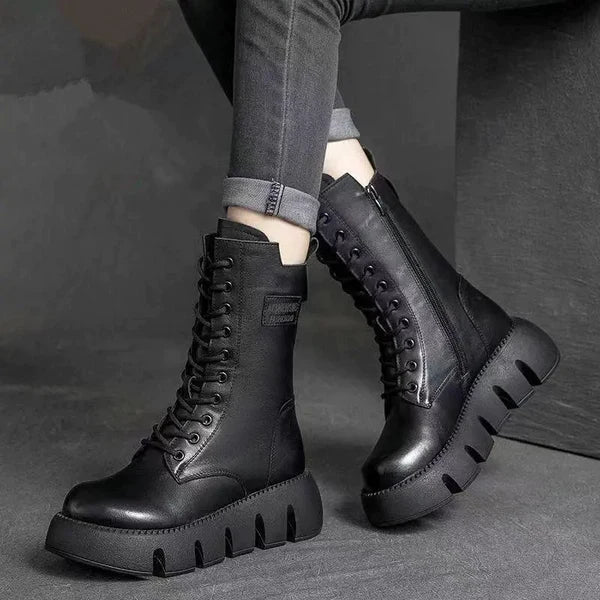 Dames Laarzen Mode Stijl Volledig Leer