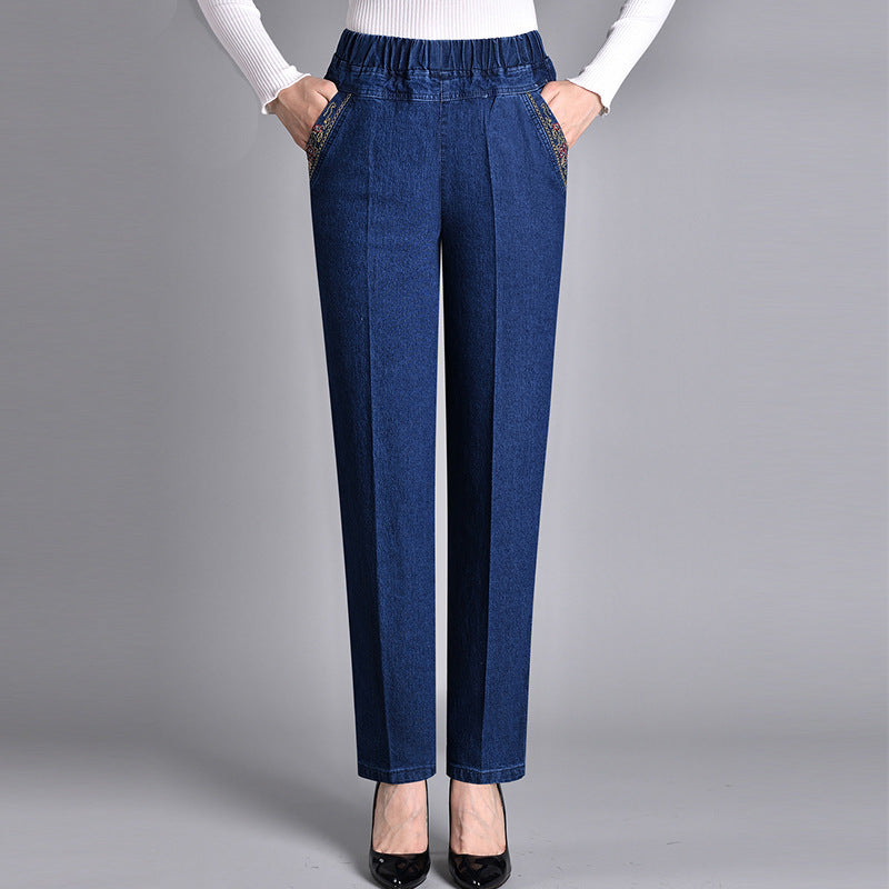 Damesjeans Elastische Tailleband Zijzakken Comfortabel Model - StudioMarella