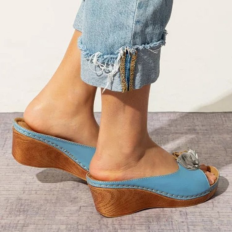 Orthopedische Sandalen Leren Hak met Bloemen Design - StudioMarella