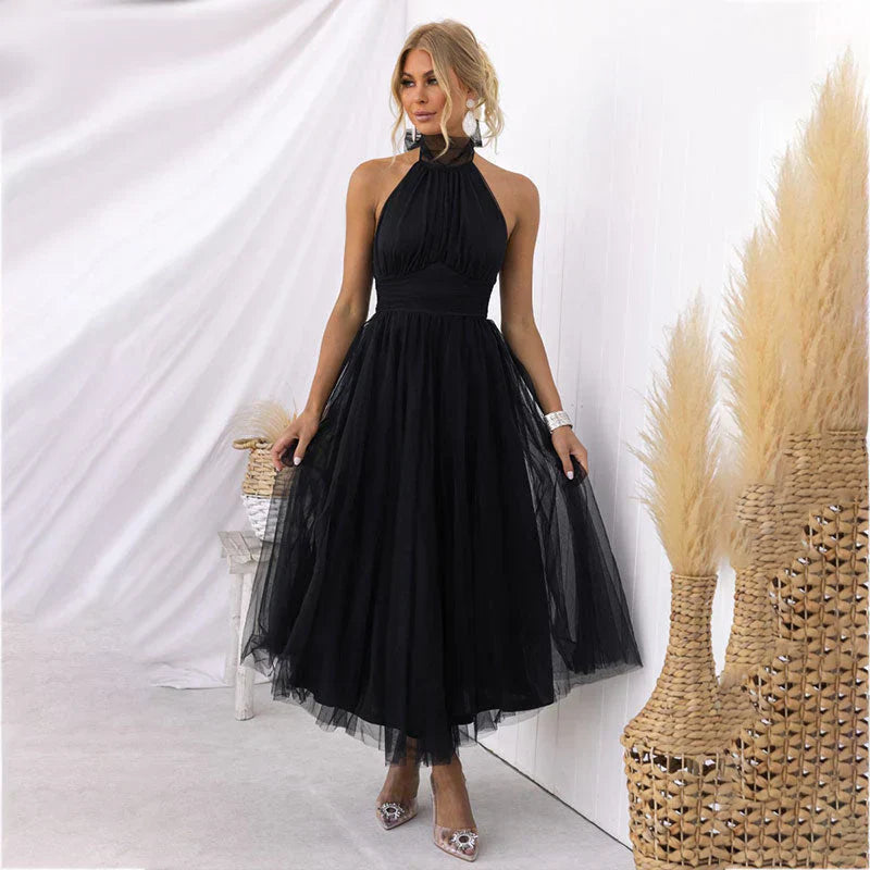 Elegante DamesJurk Hoge Halslijn Netjurk