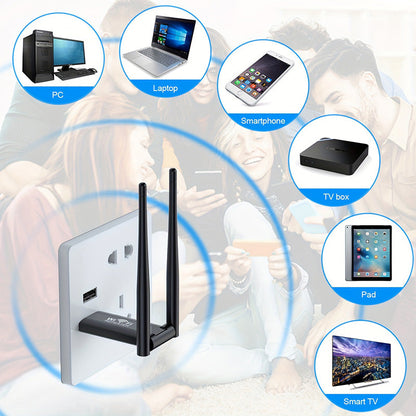 WiFi Repeater 300Mbps – Verbetert je Draadloze Netwerkbereik – USB-Gevoed – Compact & Draagbaar