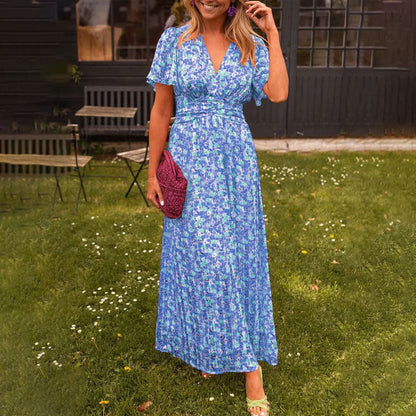 Vrouwenzomerjurk Met V-hals Luchtige Stof
