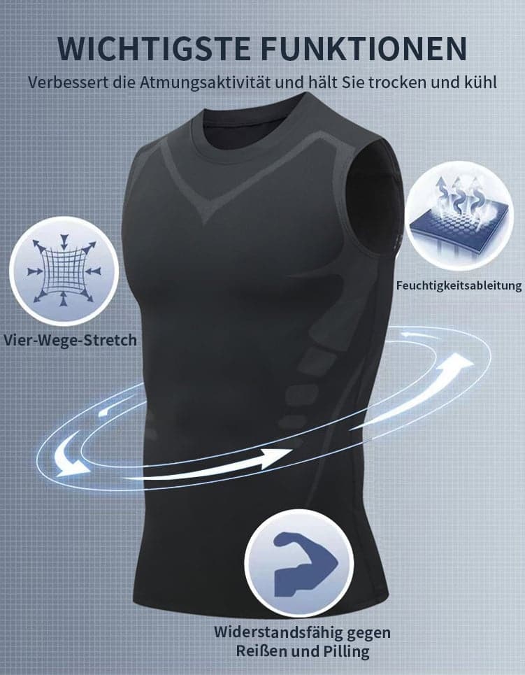 Ionic Shaping Vest voor Mannen – Compressie Shapewear Hemd zonder Mouwen – Lichaamsvormend en Comfortabel – Ademend Ontwerp voor Dagelijks Gebruik