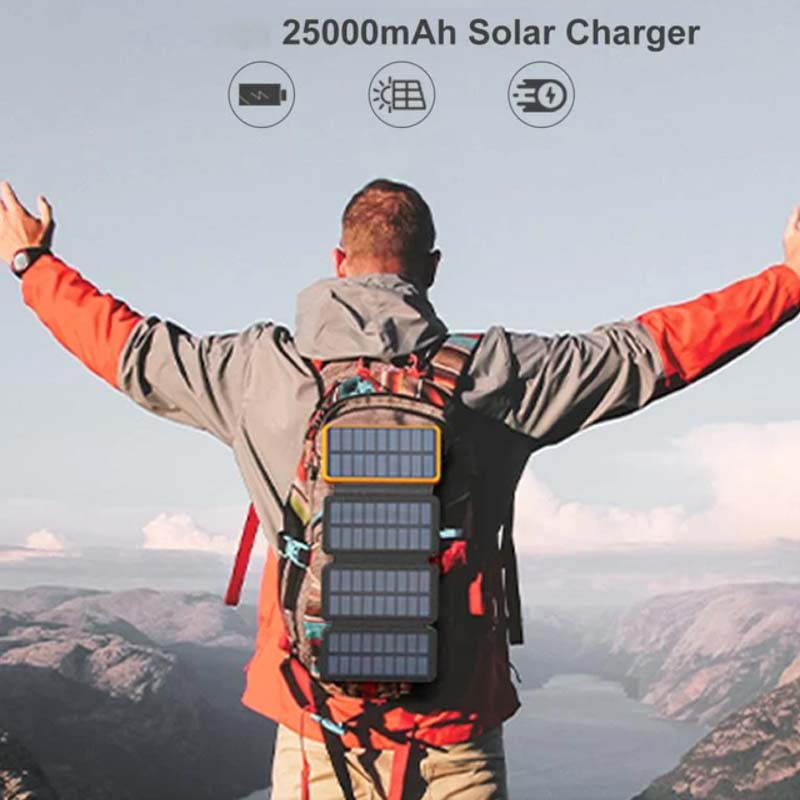 Opvouwbare Zonne-energiebank met Zonnepanelen Waterdicht Draagbaar Powerstation 10000-25000mAh Outdoor USB Oplader Reizen Camping Noodstroom