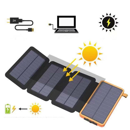Opvouwbare Zonne-energiebank met Zonnepanelen Waterdicht Draagbaar Powerstation 10000-25000mAh Outdoor USB Oplader Reizen Camping Noodstroom