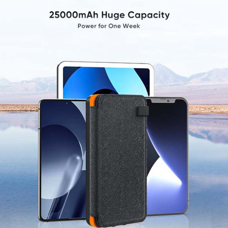 Opvouwbare Zonne-energiebank met Zonnepanelen Waterdicht Draagbaar Powerstation 10000-25000mAh Outdoor USB Oplader Reizen Camping Noodstroom